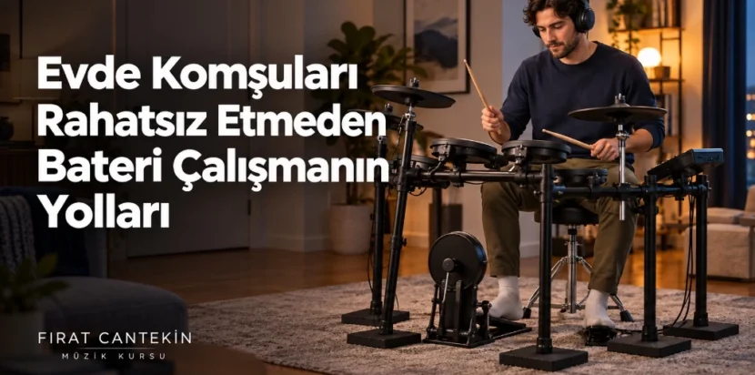 Evde komşuları rahatsız etmeden bateri çalışmak için elektronik davul ve ses yalıtımı Fırat Cantekin Müzik Kursu