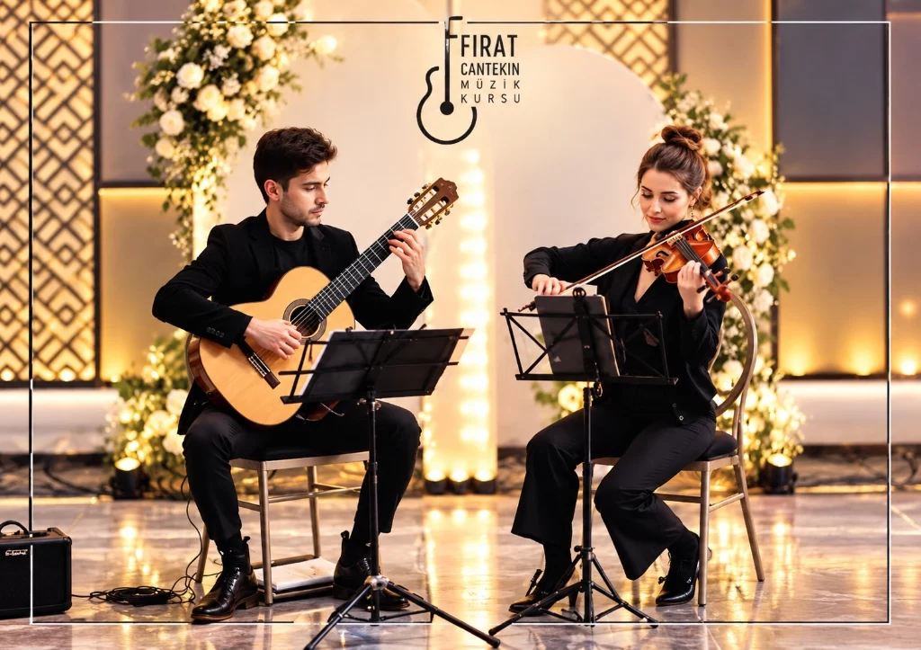 Kokteyl ve Açılış İçin Canlı Müzik Grubu Akustik Duo Keman Gitar